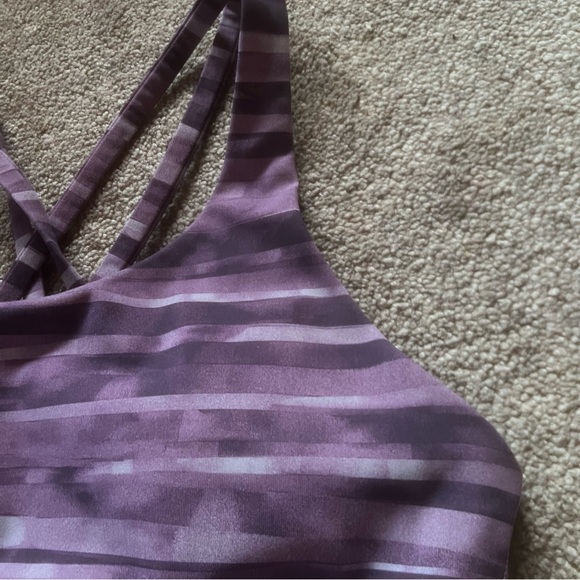 Lululemon Energy Bra *Long Line Shadowed Smoked Mullberry Purple Stripe size 8 - Picture 9 of 10